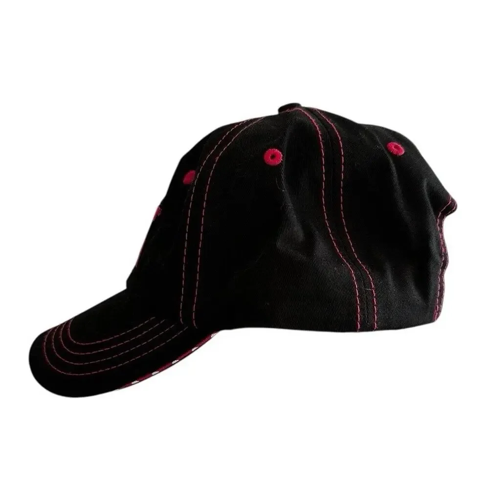 Caterpillar CAT Women’s Black Pink Stitching Polka Dot Baseball Cap Hat NWOT